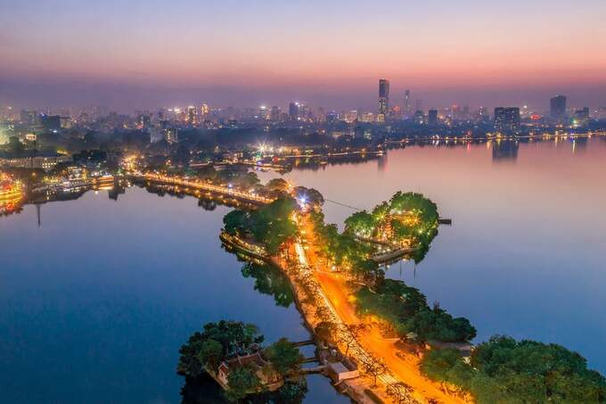 Một góc quận Tây Hồ nhìn từ trên cao. Ảnh: Internet