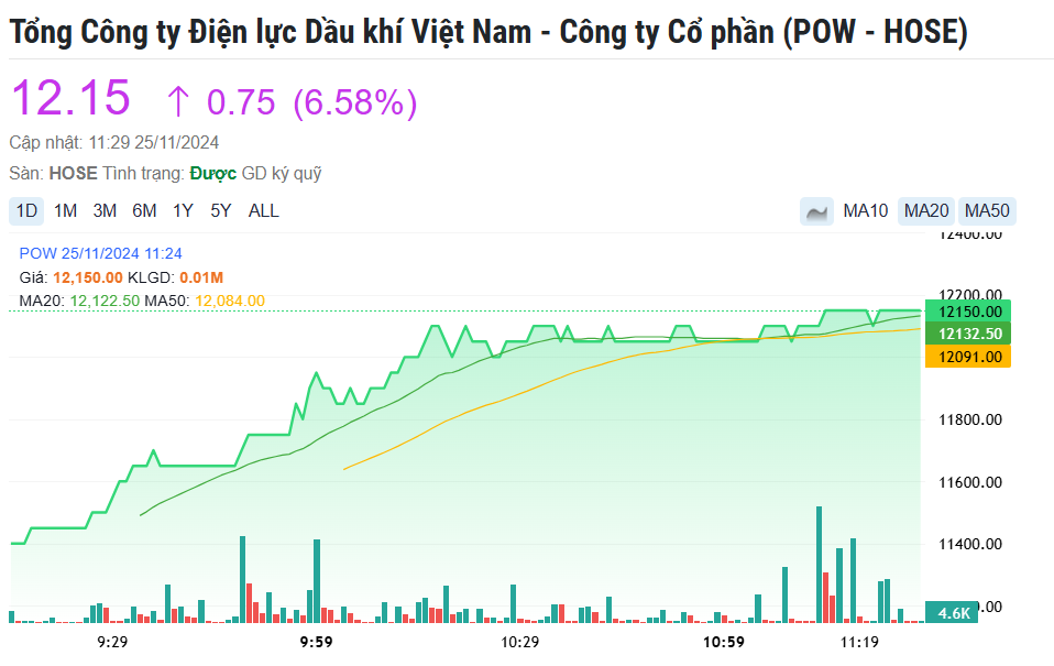 Cổ phiếu PV Power (POW) 'tím lịm' sau cái bắt tay với Vingroup (VIC)