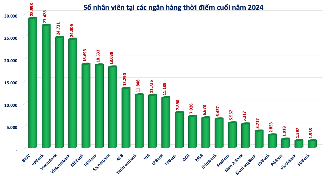 Lộ diện ngân hàng Top đầu về cổ tức, tăng giá cổ phiếu năm 2024, thu nhập nhân viên gần 39 triệu đồng/tháng