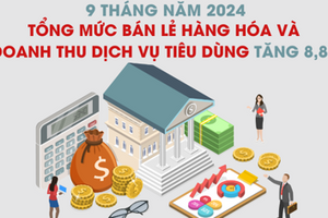 Bán lẻ hàng hóa và doanh thu dịch vụ tiêu dùng 9 tháng tăng 8,8%